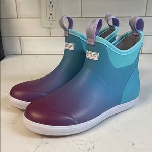 Xtratuf Women's Ankle Deck Boot Teal & Purple Gradient Waterproof Rain Boots